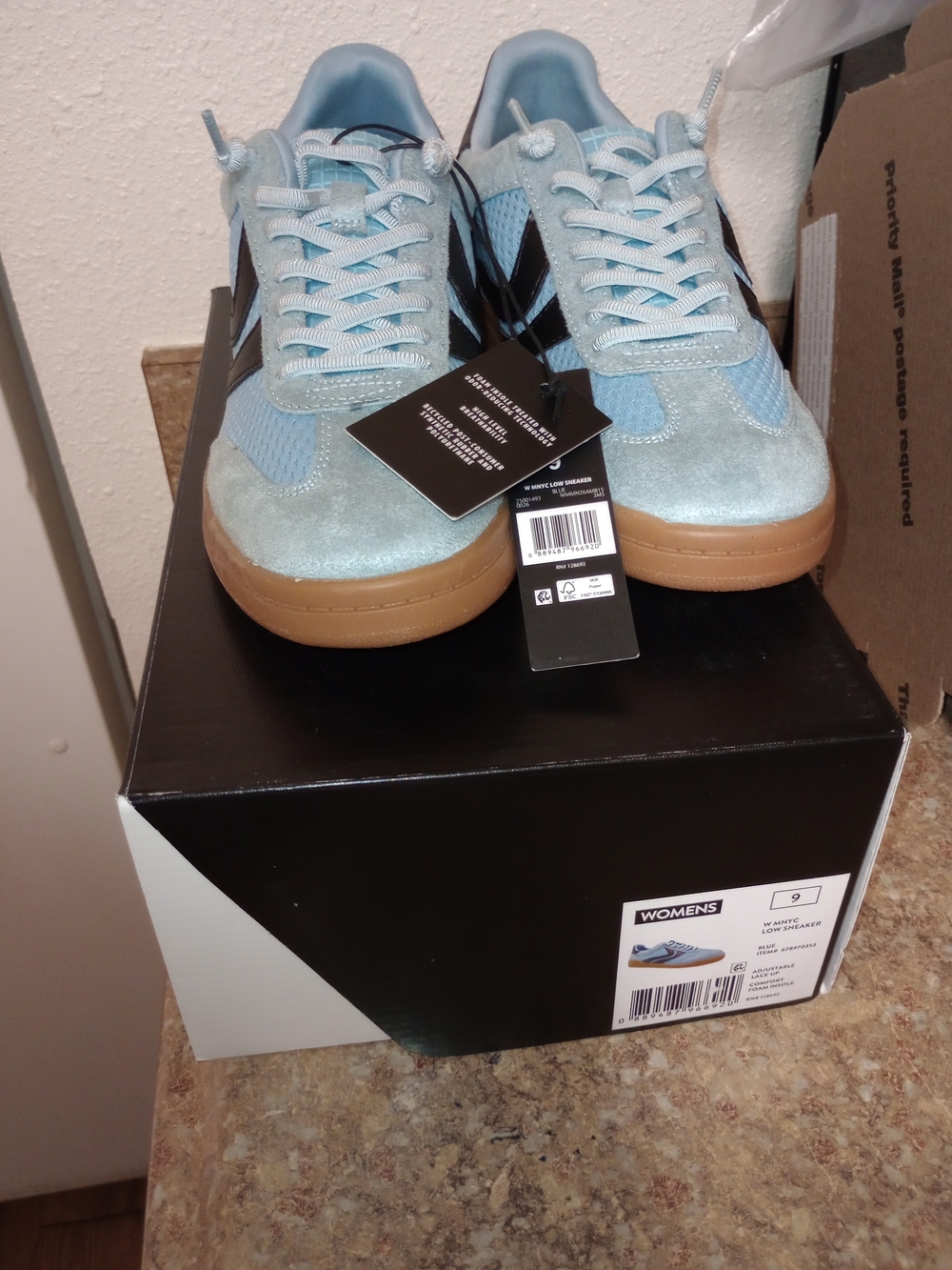 YNS Generic Light Blue Suede & Mesh Women's Sneakers with Gum Sole